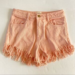 Zulu and Zephyr Cutoff High-Waisted Shorts XS Coral